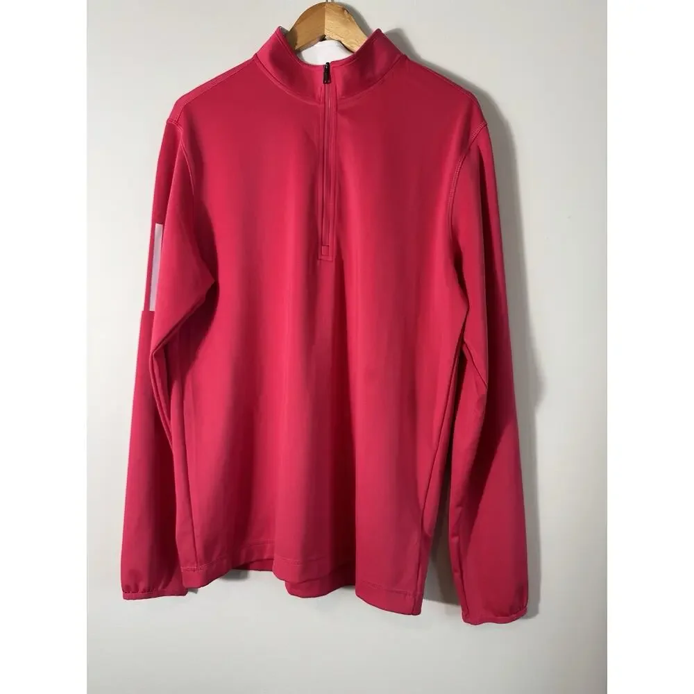 Adidas Performance Three-Stripe Long Sleeve Red 1/4 Zip Size M Unisex Sports